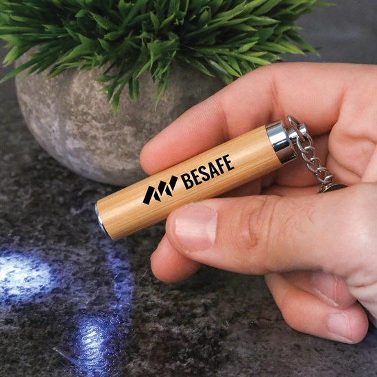 Bamboo LED Light Keychain - 24-Hour Production