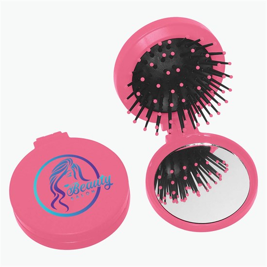 Travel Brush and Mirror Compact - Full Color
