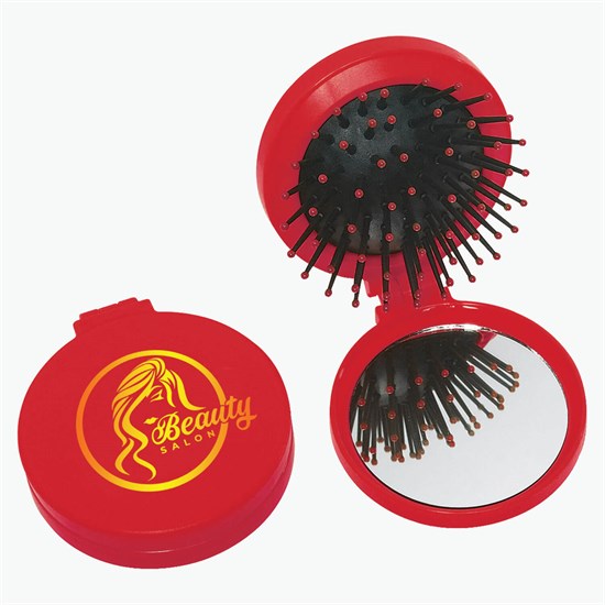 Travel Brush and Mirror Compact - Full Color