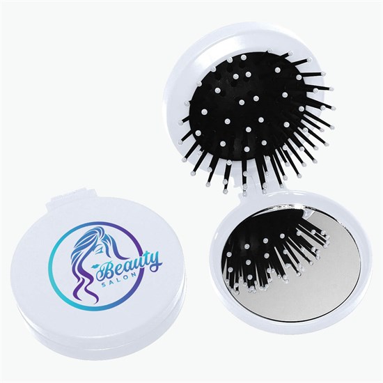 Travel Brush and Mirror Compact - Full Color