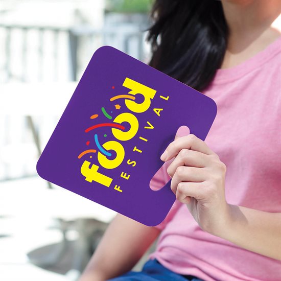 Breezy Plastic Square Hand Fan - Full Color