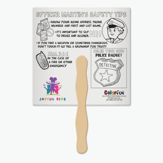 Color Fun Hand Fan - Police Safety