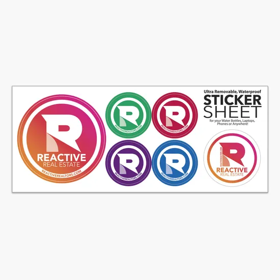 Waterproof Removable Vinyl Sticker Sheet - 3-3/4 x 9 - 6 Sticker Design