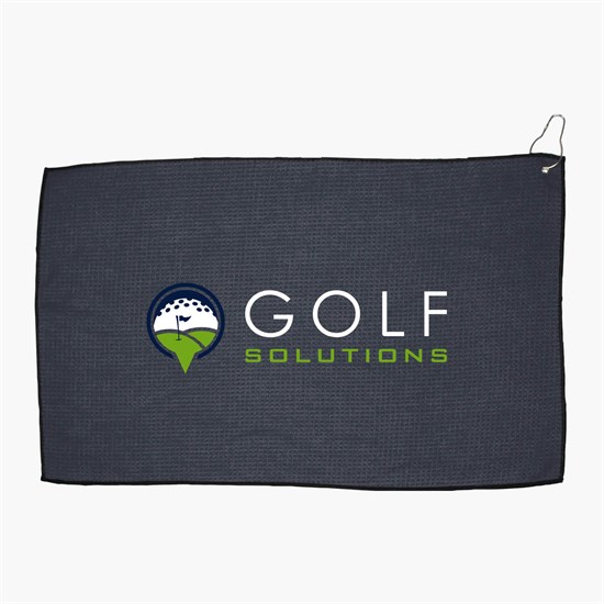 16 x 26 Recycled Polyester Waffle Golf Towel with Hook & Grommet - Full Color