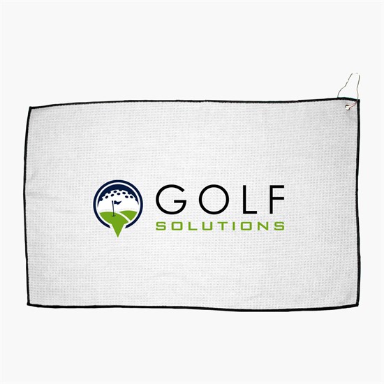16 x 26 Recycled Polyester Waffle Golf Towel with Hook & Grommet - Full Color