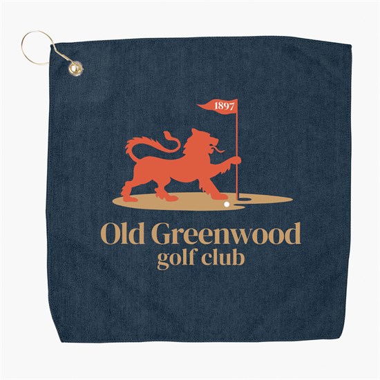 15 x 15 Inch Recycled Polyester Microfiber Golf Towel with Grommet and Hook - Full Color