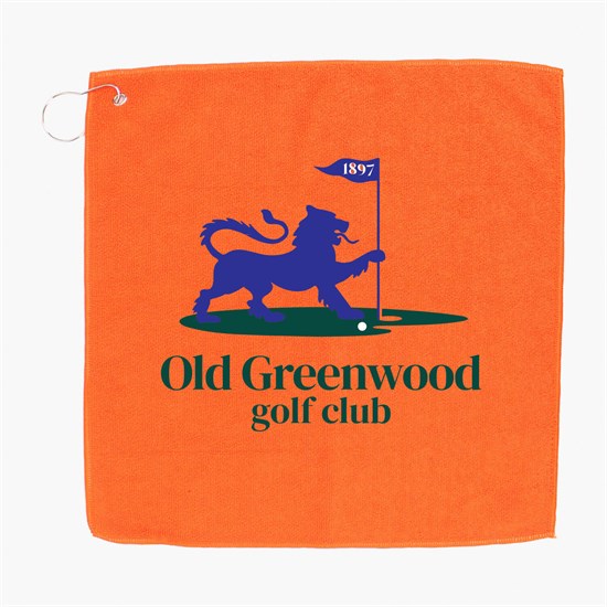 15 x 15 Inch Recycled Polyester Microfiber Golf Towel with Grommet and Hook - Full Color