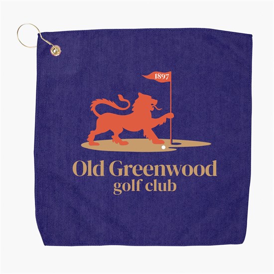 15 x 15 Inch Recycled Polyester Microfiber Golf Towel with Grommet and Hook - Full Color