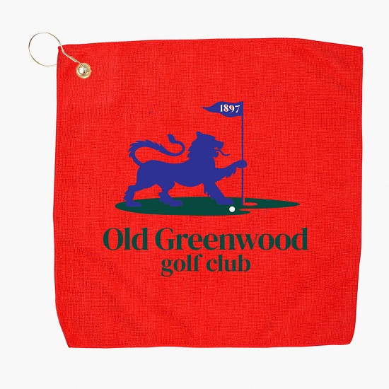 15 x 15 Inch Recycled Polyester Microfiber Golf Towel with Grommet and Hook - Full Color