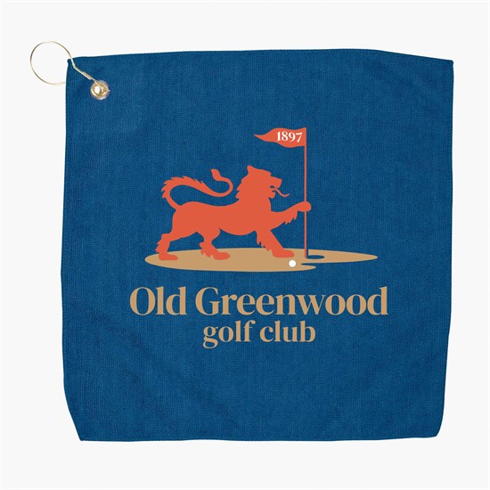 15 x 15 Inch Recycled Polyester Microfiber Golf Towel with Grommet and Hook - Full Color