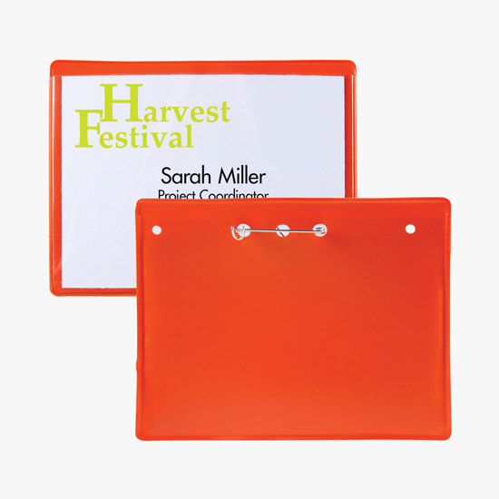 3 x 4 Border Badge Holders - Pin Attachment