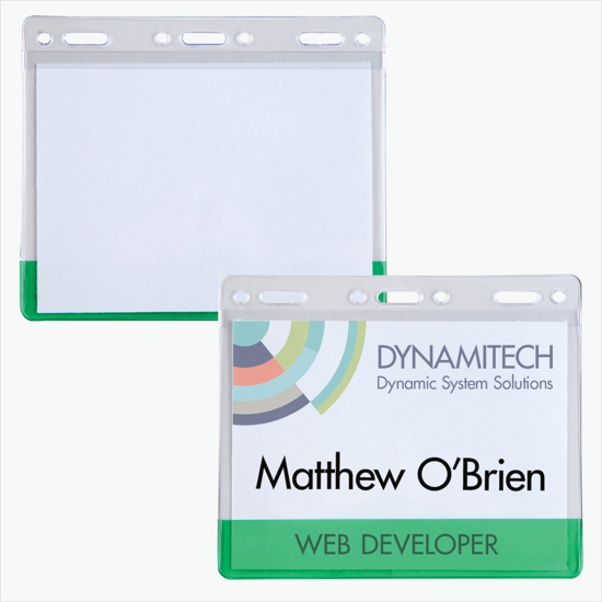 3 x 4 Transparent Bar Badge Holders - Slotted