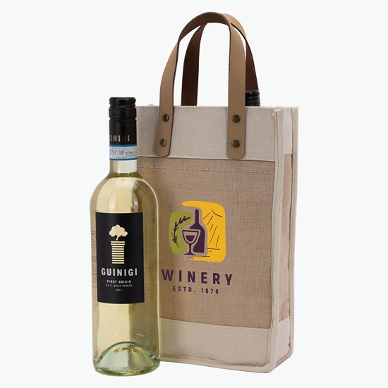 Sonoma Cotton Jute Wine Cooler Bag - Full Color
