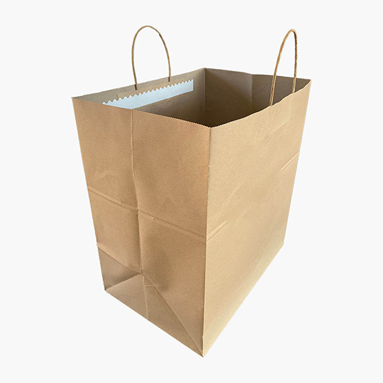 Kraft Tamper-Safe Shopping Bag - 14 1/2 x 12 - Hot Stamped
