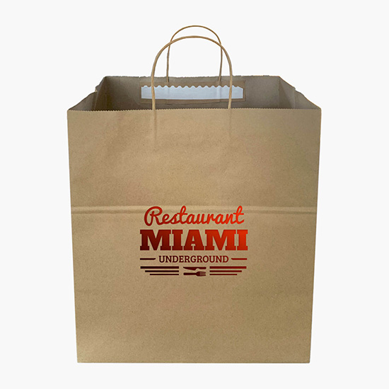 Kraft Tamper-Safe Shopping Bag - 14 1/2 x 12 - Hot Stamped