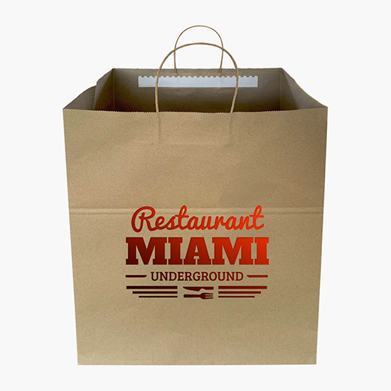 Kraft Tamper-Safe Shopping Bag - 16 1/4 x 14 1/2 - Hot Stamped