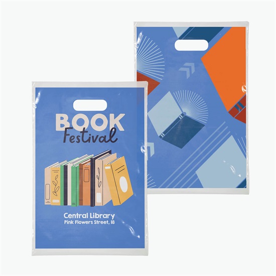 Full Color Die Cut Handle Plastic Bag - 15 x 10 - 2-Sided Imprint