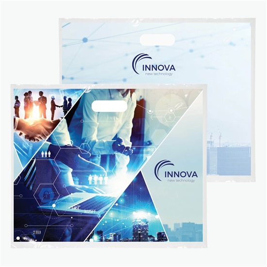 Full Color Die Cut Handle Plastic Bag - 15 x 18 - 2-Sided Imprint