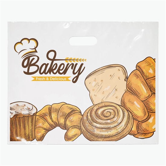 Full Color Die Cut Handle Plastic Bag - 13 x 16