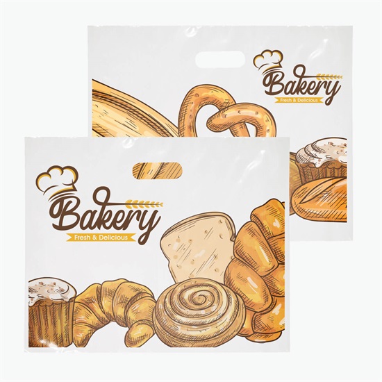 Full Color Die Cut Handle Plastic Bag - 13 x 16 - 2-Sided Imprint