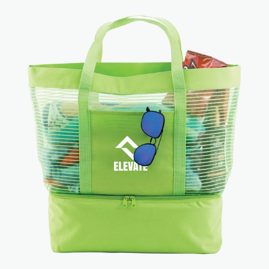 Striped Mesh Beach Bag & Cooler