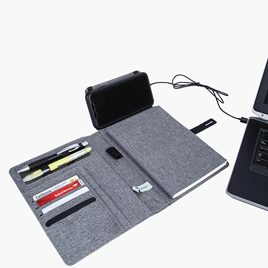 Binghamton Recycled Padfolio with Wireless Phone Charger