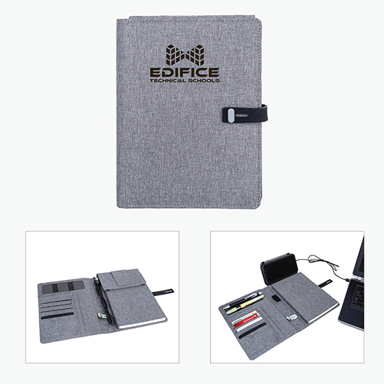 Binghamton Recycled Padfolio with Wireless Phone Charger