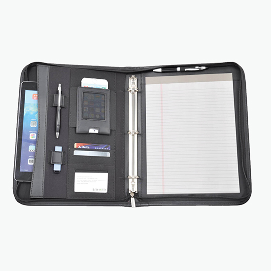 Zippered Padfolio with 3 Ring Binder
