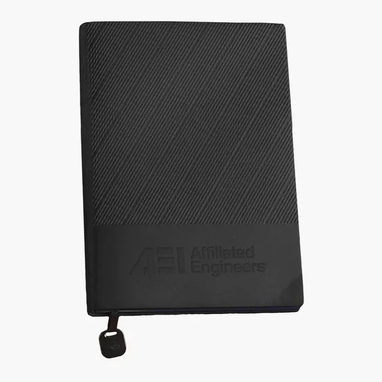 TiTUS® Executive Corduroy Faux Leather Notebook with Metal Bookmark - Debossed