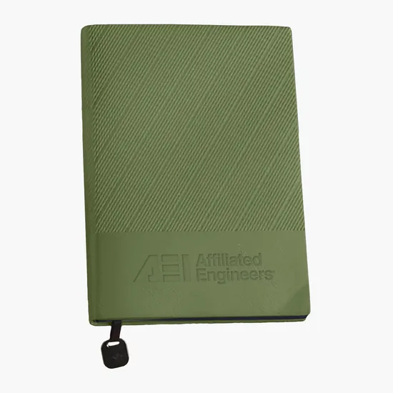 TiTUS® Executive Corduroy Faux Leather Notebook with Metal Bookmark - Debossed