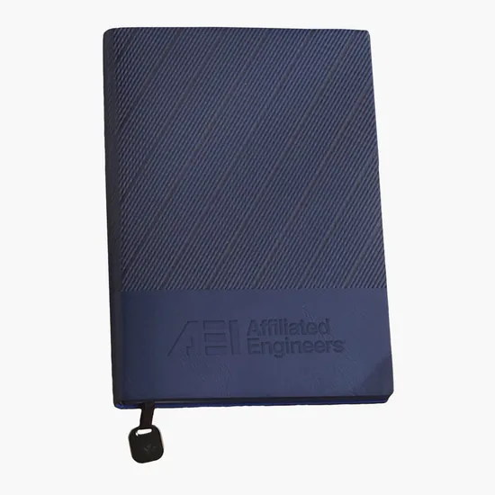 TiTUS® Executive Corduroy Faux Leather Notebook with Metal Bookmark - Debossed