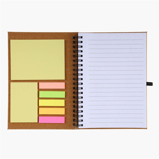 5 x 7 Bonded Leather FSC Spiral Notebook with Sticky Notes and Flags