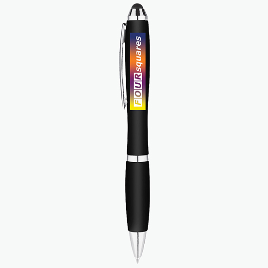 Metallic Curvaceous Ballpoint Pen with Stylus - Full Color - 24-Hour Production