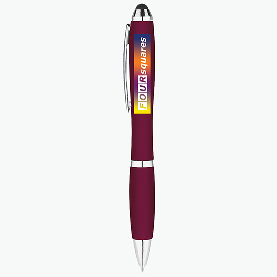 Metallic Curvaceous Ballpoint Pen with Stylus - Full Color - 24-Hour Production