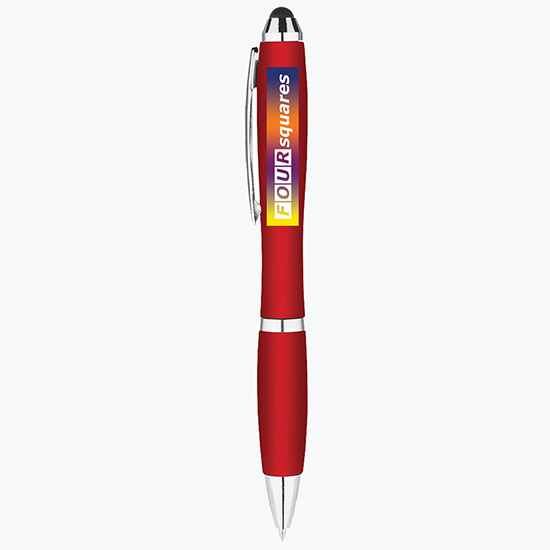 Metallic Curvaceous Ballpoint Pen with Stylus - Full Color - 24-Hour Production