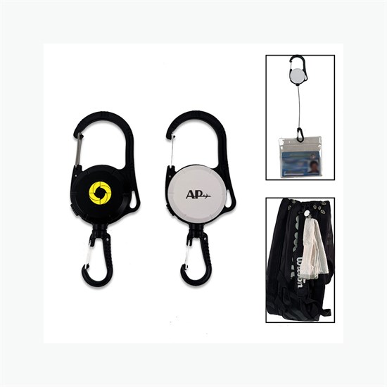 Double Carabiner with Lockable Reel