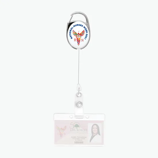 Premium Choice Retractable Carabiner Style Badge Reel - Full Color