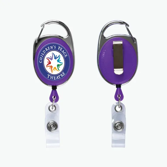 Premium Choice Retractable Carabiner Style Badge Reel - Full Color