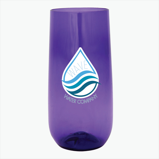 10 oz Plastic Stemless Champagne Flute - Full Color