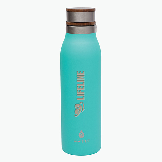 Manna™ Ascend Vacuum Bottle with Wood Lid - 18 oz - Engraved