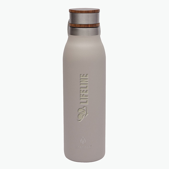 Manna™ Ascend Vacuum Bottle with Wood Lid - 18 oz - Engraved