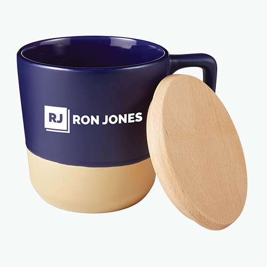 16.5 oz Boston Ceramic Mug with Wood Lid - 24-Hour Production