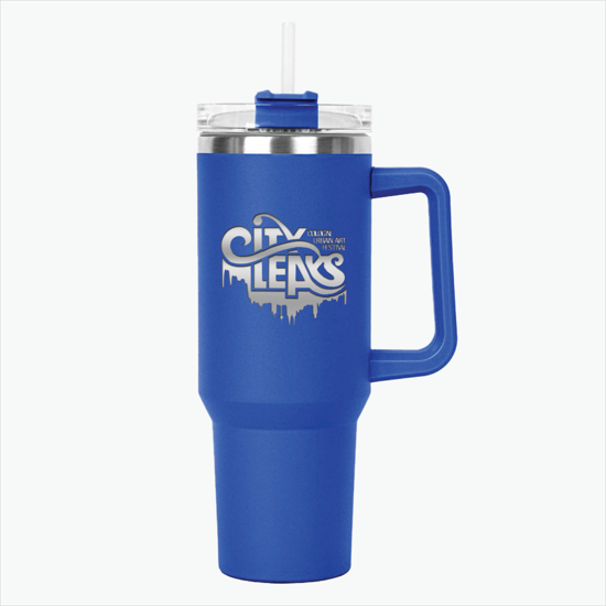 40 oz Hippo Insulated Mug with Straw - Engraved