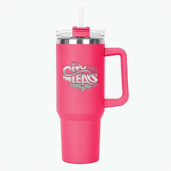40 oz Hippo Insulated Mug with Straw - Engraved