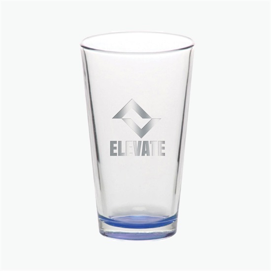 16 oz Clear Libbey Pint Glass with Colored Bottom - Engraved