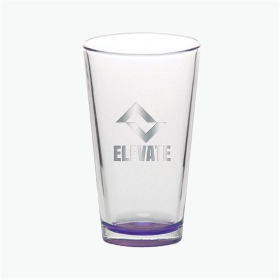 16 oz Clear Libbey Pint Glass with Colored Bottom - Engraved