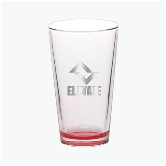 16 oz Clear Libbey Pint Glass with Colored Bottom - Engraved
