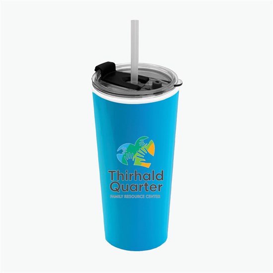 18 oz Road Master Tumbler with Flip Up Lid and Straw - Full Color