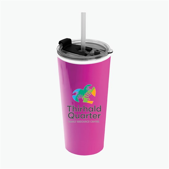 18 oz Road Master Tumbler with Flip Up Lid and Straw - Full Color