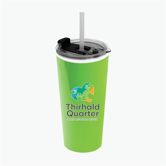 18 oz Road Master Tumbler with Flip Up Lid and Straw - Full Color